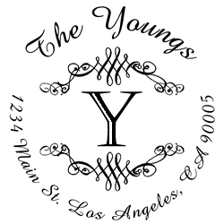 Round Flourish Border Letter Y Monogram Stamp Sample